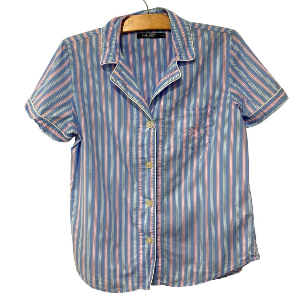 Lauren Ralph Lauren | Pajamas Short Sleeve Pants Crops Striped Cotton Size Large